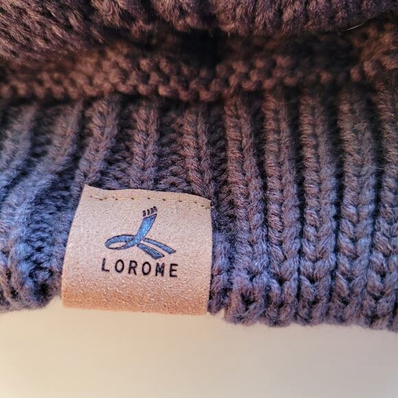 Lorome Knit Beanie Pom Hat & Infinity Scarf Set Chunky Cable Winter - Picture 3 of 3